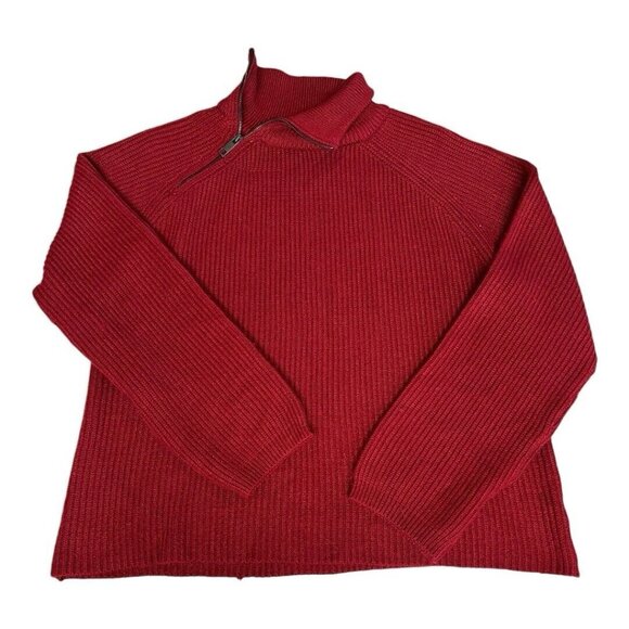 RD Style Oversized Sweater Womens Quarter Zip Mock Neck~Size XS~Red NWOT L10 19 - Picture 9 of 12